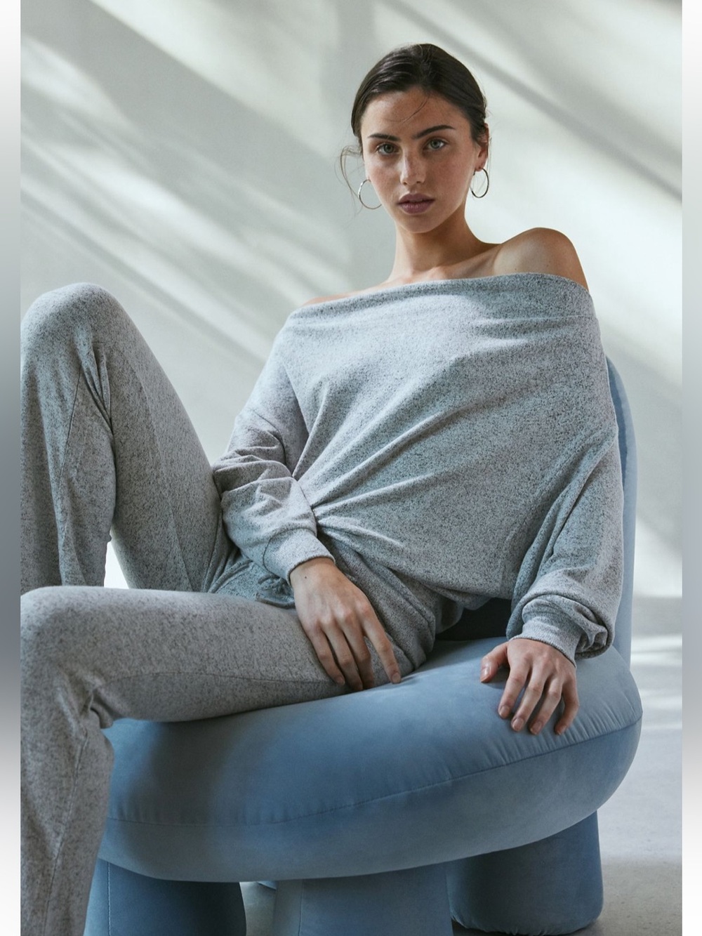 Out from under clarity cozy knit off the shoulder top in grey